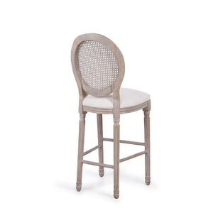 Anji de madera de caucho KSF25001 de lino de algodón de ratán a muebles de alta de <span class=keywords><strong>Bar</strong></span> de madera diseño taburete - Product Image 3