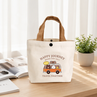 Sac de shopping en toile de coton écologique avec logo personnalisé, fermeture à bouton, petite taille pour enfants et filles