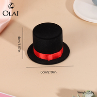 Dessin animé rouge chapeau haut de forme style créatif boîte à bagues bijoux accessoires pendentif flanelle boîte d'emballage