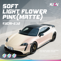 Film adhésif pour voiture PET Soft Light Flower Pink (mat) de qualité supérieure, papier métallisé changeant de couleur, rouleau d'autocollants en vinyle pour véhicule
