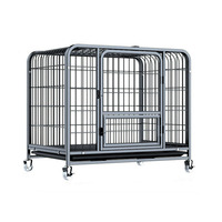 Cage pour chien en métal robuste cage pour chien à double porte chenil pour grands chiens parc pour animaux de compagnie facile à assembler avec quatre roues et plateau