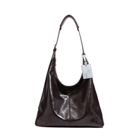 Sac Hobo Grande Capacité en Cuir PU Huilé pour Femme, Sac à Bandoulière Souple avec Sangle Réglable Style Vintage