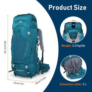 Mochila de montaña de moda de gran capacidad 55L + 5L con cubierta de lluvia para escalada al aire libre Camping Senderismo - Product Image 2
