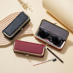 Étui à lunettes en cuir véritable AndoBag, pochette à crayons tendance avec fermoir à pression, porte-monnaie portable pour femmes - Product Image 2