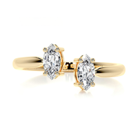 Toi et Moi Bague en Moissanite à deux pierres taille Marquise, bande ouverte, couleur D VVS1, en Argent Sterling 925, Bijoux de luxe discret pour le quotidien