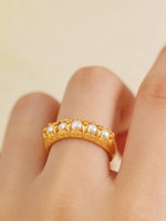 Bague de mariage demi-éternité en argent sterling 925 plaqué or avec perles Edison de qualité AAAA, vente en gros, bijoux pour femmes