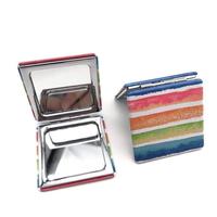 Kunden spezifisches Design Quadrat Regenbogen Farbe Pu Leder Taschen spiegel