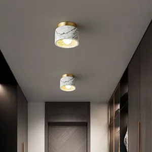 Luxuriöse Italienische Grün-Weiße Marmor Dekor Deckenlampe Moderne 120mm LED Einbauleuchte für Wohnzimmer Schlafzimmer Flur Gang Eiserner Sockel - Product Image 5