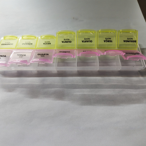 Màu đỏ và màu vàng 14 ngăn hai hàng hộp thuốc 7 ngày PP vật liệu du lịch hộp thuốc hộp thuốc cho vitamin dầu cá - Product Image 5