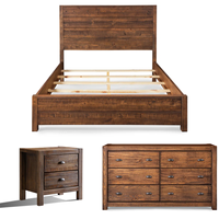 Ensemble de chambre à coucher moderne et décontracté en bois massif, taille Queen, en noyer, fabrication OEM, meubles de chambre à coucher pour la maison, Vietnam, MD01