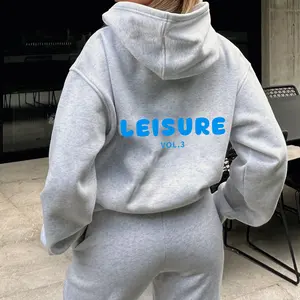 Custom OEM 3d Puff Print Women's Streetwear For Sweatpants Pullover Oversized Women Casual Hoodie And Joggers Set Manufacturers