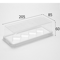 Boîte à gâteau roulé rectangulaire transparente jetable, 4 fentes inclinées pour rouleaux, plastique PET de qualité alimentaire, emballage à emporter pour la pâtisserie