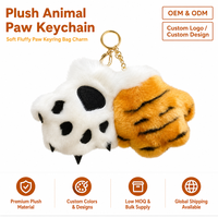 Porte-clés en peluche réaliste en forme de patte d'animal, pendentif griffe de tigre ou de léopard, OEM ODM, vente en gros personnalisée en vrac