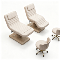 Holzmaserung Fußsteuerung LED-Basis 3-Motoren-Massage-Schönheitsliege Schönheitssalon 3-Motoren-Massageliegen Salonmöbel