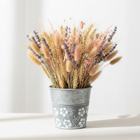 Décoration de balcon extérieur et intérieur logo gaufré personnalisé fleur en métal zingué pot seau petit jardin planteur pots de décoration d'herbes