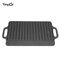 Plaque de cuisson en fonte pré-assaisonnée, double face, compatible avec les cuisinières à gaz et les fours à induction, directement de l'usine