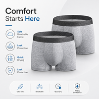 Caleçons Boxers d'Incontinence OEM 300 ml, 5 Couches Anti-Fuite, Anti-Odeur, Réutilisables, pour Hommes