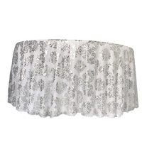 Schöne Mesh Lace Stoff Pailletten bestickte Design Tischdecke Overlay für die Hochzeit
