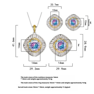 Factory Wholesale Eco-friendly Copper Gold Plated 14-10mm Gradient Zircon Floral Pendant <b>Earrings</b> Statement Jewellery <b>Set</b> - Product Image 2