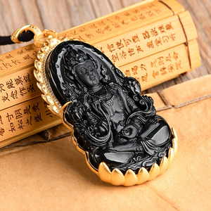 Pendentif Guanyin en jade naturel de qualité A avec cadre en argent S925, pierre précieuse en jade noir, élégant et haut de gamme - Product Image 5