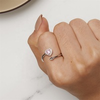 Personnalisé coeur jointures fiançailles prix de gros bagues en argent Sterling minimaliste déclaration à la mode 925 opale dames bague rose