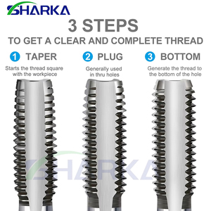 Jeu de tarauds manuels SHARKA HSS 6542 – Outils de taraudage conique, à bouchon et à fond – 1/4-20, 1/2-13, M3, M4, M5, M6, M8, M10, M12 – 3 tarauds droits - Product Image 2