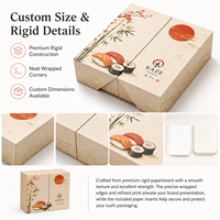 Boîte à sushi rigide certifiée sécurité alimentaire, gaufrage, biodégradable, écologique, emballage cadeau personnalisé pour la livraison alimentaire en UE