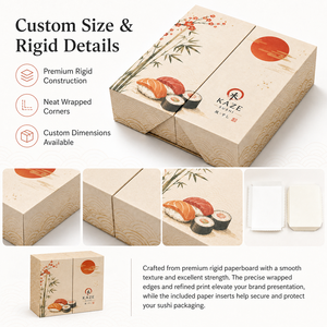 Caja de Cartón Rígida para <span class=keywords><strong>Sushi</strong></span>, Certificada para Seguridad Alimentaria, con Relieve, Biodegradable, Ecológica, Embalaje de Regalo Personalizado para Entrega de Alimentos en la UE - Product Image 4