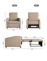 Canapé-lit médical pliable, fauteuil de repos mobile pour hôpital avec revêtement en cuir PU pour chambre de patient