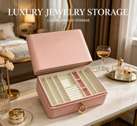 Boîte à bijoux de luxe pour femmes, organiseur de bijoux en cuir PU avec emplacement pour bagues, boucles d'oreilles, colliers, étui de rangement portable, logo personnalisé