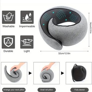 Snail Shape <b>Memory</b> <b>Foam</b> Neck Pillow 32cm U-Shaped Travel Pillow Washable Lightweight Portable Neck Support - Product Image 1