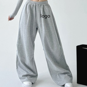 <span class=keywords><strong>Pantalon</strong></span> cargo décontracté ample personnalisé pour femmes <span class=keywords><strong>Pantalon</strong></span> baggy gris <span class=keywords><strong>Pantalon</strong></span> de survêtement à jambes larges pour femmes - Product Image 1