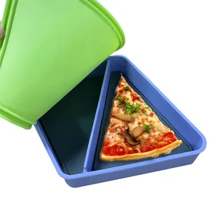नए सिलिकॉन पिज्जा बॉक्स ढक्कन के साथ पुन: प्रयोज्य त्रिकोण पिज्जा पैकिंग बॉक्स पेस्ट्री दोपहर के भोजन के खाद्य भंडारण बॉक्स पिज्जा भंडारण कंटेनर