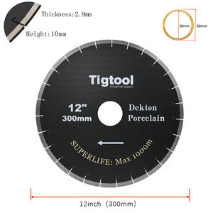12"/300mm Dekton/Porcelain/Sintered Stone Blade <strong>Superlife</strong> Max 1000m Chip-Free Cutting 45&deg; Miter Cutting Tigtool - Product Image 2