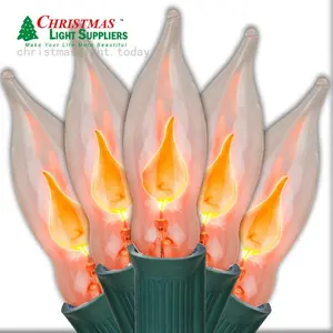 Flicker Bulb Fairy Lights C7 Candle Fire Flame Clear Flicker Flame String Lights Holiday Light Customized