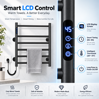 Sèche-serviettes électrique chauffant en fibre de carbone noire avec écran LCD et contrôle intelligent pour salle de bain d'hôtel - Vente en gros