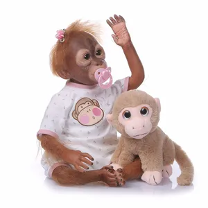 NPK New 22inch 55CM 100% handmade reborn Monkey very soft silicone vinyl flexible Collectible art doll