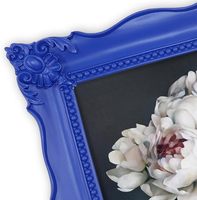 Cadres photo baroques ornés bleu roi opulents, peints à la main, finition antique, supports d'images décoratifs pour l'affichage mural