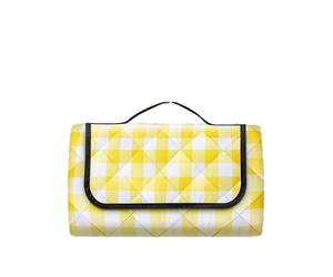 Tapete de Picnic Plegable a Cuadros Amarillos con Asa, Tapete de Camping Impermeable para Exteriores, Tapete para Césped, Forma Rectangular, Uso en Todas las Estaciones - Product Image 1
