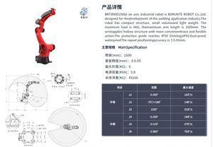 BRTIRWD1506A Brazo Robótico de 6 Ejes para Soldadura Láser TIG MIG, Manipulador CNC de 1600 mm de Longitud, Brazo Industrial Automático ONA - Product Image 2