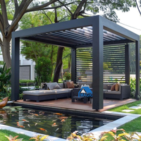 Pergola extérieure intelligente en aluminium avec porte coulissante en verre, imperméable, pour cour, pavillon, gazebo, pour le loisir sur la terrasse