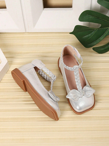 Zapatos de Vestir para Niños con Punta Cuadrada y Lazo Plateado Antideslizante, Nueva Moda al por Mayor - Product Image 3
