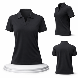 Polo Deportivo para Mujer, Cuello en V, 90% Poliéster, 10% Elastano, Secado Rápido, Protección UV, Top de Golf, Logotipo Bordado Personalizado - Product Image 2