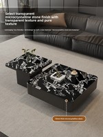 Table basse en pierre de style luxe moderne avec espace de rangement pour salon de maison ou petit appartement