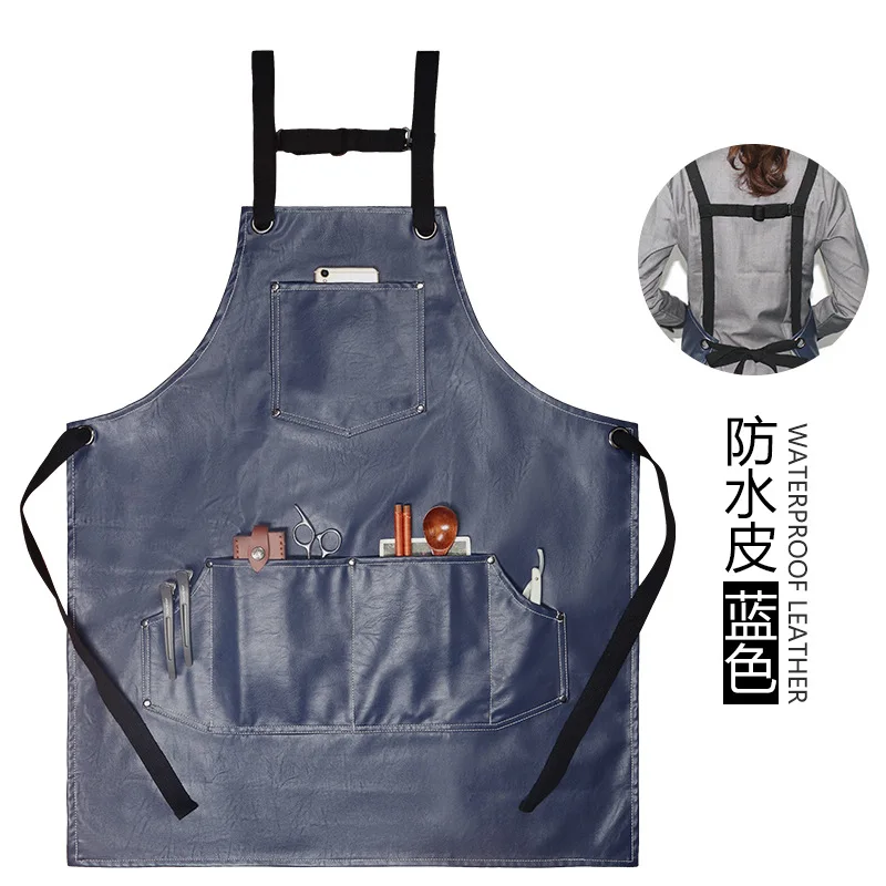 Пользовательский фартук для кофе, кухни, парикмахера, сада, хлопка, бариста, полиуретановый Водонепроницаемый Фартук из искусственной кожи