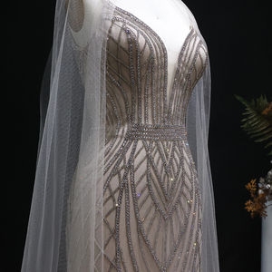 Jancember LSZ043 Cristal Dubaï Sans Manches Fermeture Éclair Robes De Soirée Sirènes - Product Image 4