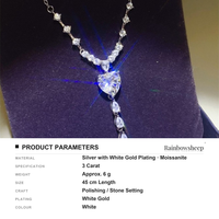 Collier en moissanite taille cœur 3.0 carats, argent sterling S925, couleur D, VVS, bijoux fins pour mariage, anniversaire, cadeau pour femme