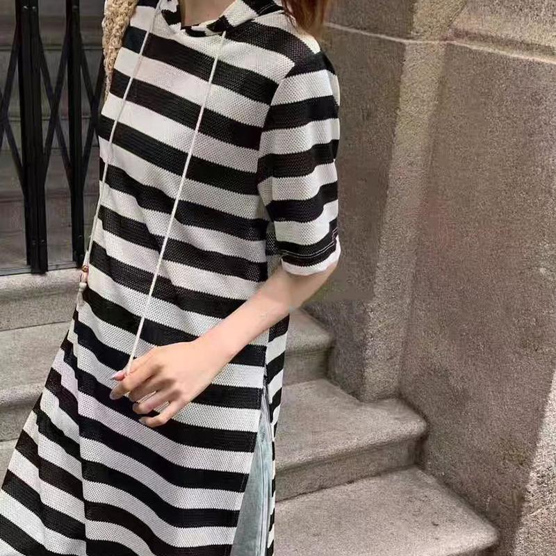 black and white summer dresses Easy Summer Striped Black and White Dress – Two Penny Blue main image 0