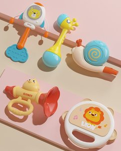 Wholesale 5-piece Set of Musical Instrument Cute <b>Drum</b> <b>Plastic</b> Musical Instrument Baby Hammer Rattles Teething Toy - Product Image 5