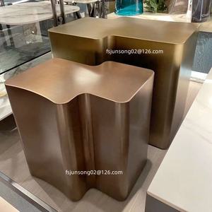 JS T153 <span class=keywords><strong>2023</strong></span> Foshan Dernière Table Meubles Conception Mat SS Table Basse Ensemble Forme Irrégulière Doré Modulaire Tables <span class=keywords><strong>D</strong></span>'extrémité - Product Image 4